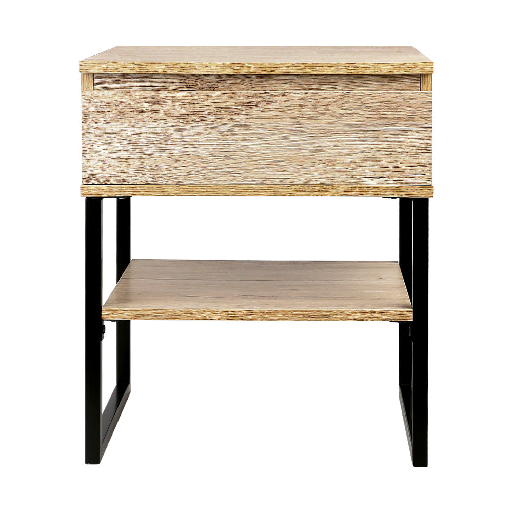 Artiss Bedside Table 1 Drawers with Shelf - CASEY FURNI-G-IND-BSIDE-02-WD
