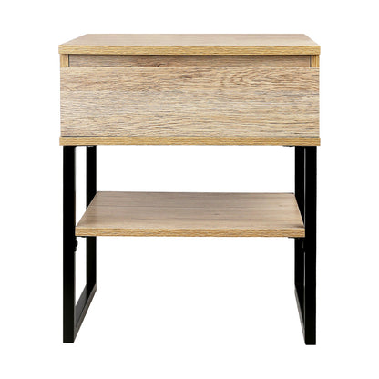 Artiss Bedside Table 1 Drawers with Shelf - CASEY FURNI-G-IND-BSIDE-02-WD