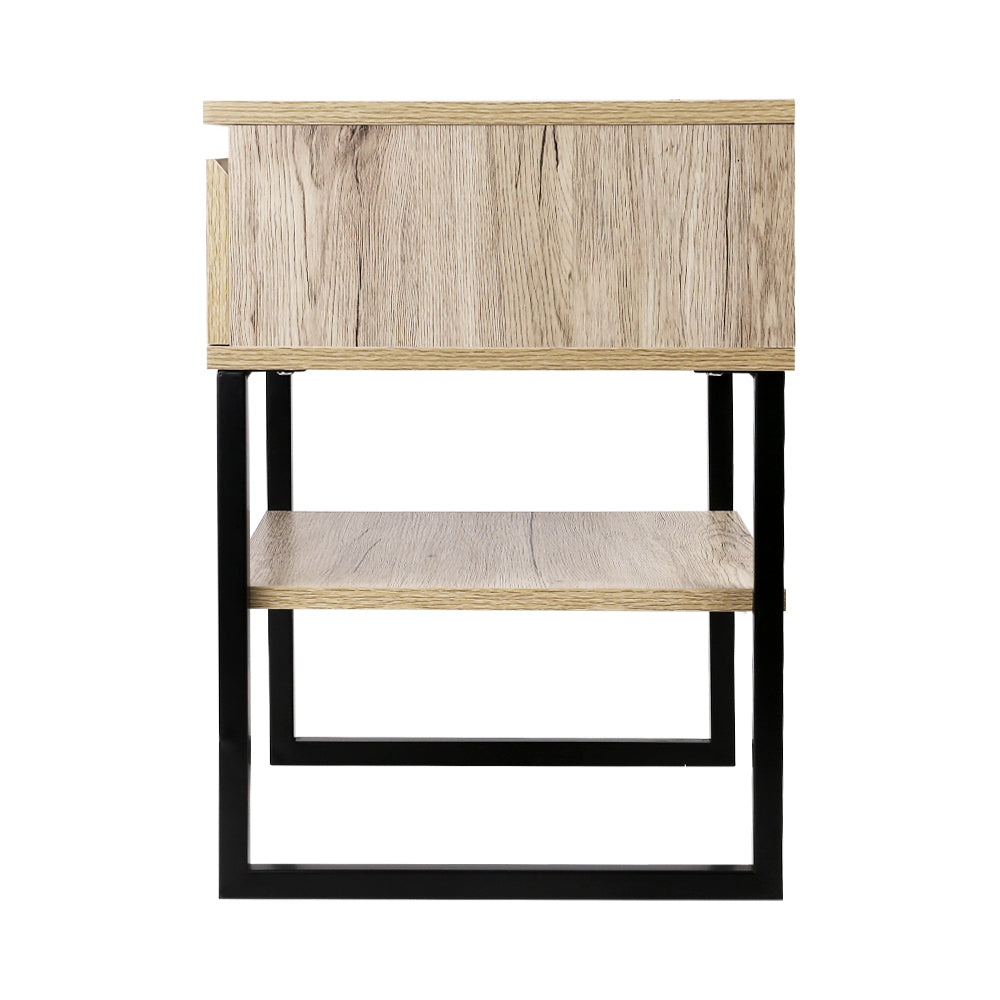 Artiss Bedside Table 1 Drawers with Shelf - CASEY FURNI-G-IND-BSIDE-02-WD