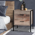 Artiss Bedside Table 2 Drawers - BARNLY FURNI-G-IND-BSIDE-03-WD