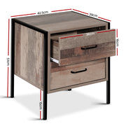 Artiss Bedside Table 2 Drawers - BARNLY FURNI-G-IND-BSIDE-03-WD
