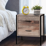 Artiss Bedside Table 2 Drawers - BARNLY FURNI-G-IND-BSIDE-03-WD