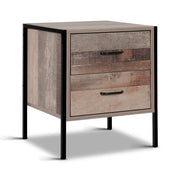 Artiss Bedside Table 2 Drawers - BARNLY FURNI-G-IND-BSIDE-03-WD