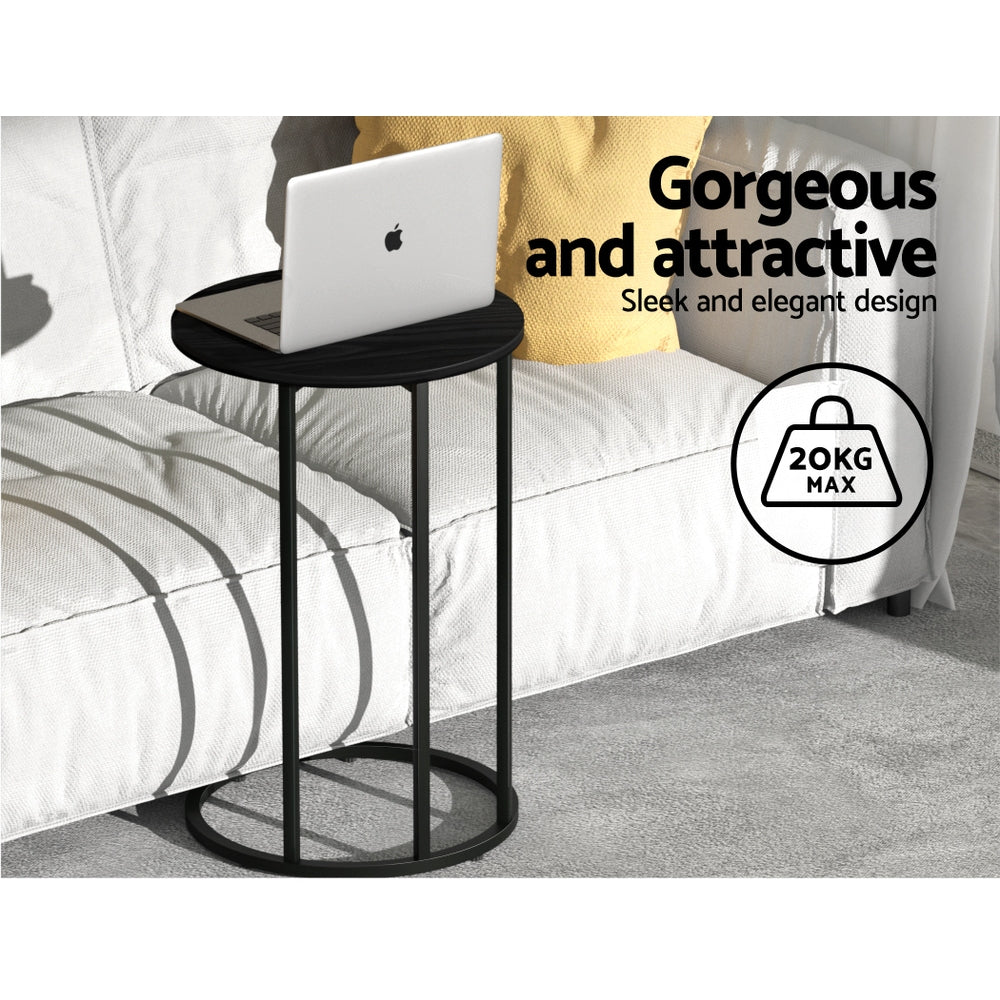 Artiss Coffee Table Side Table Round Black Martha FURNI-G-IND-COF-01-BK