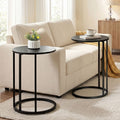 Artiss C Shaped End Table Set of 2 Coffee Table Side Table Round Black FURNI-G-IND-COF-01-BKX2