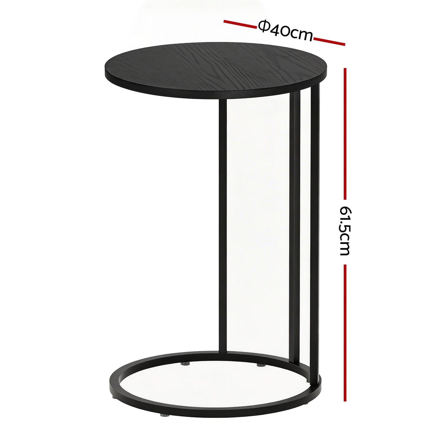 Artiss C Shaped End Table Set of 2 Coffee Table Side Table Round Black FURNI-G-IND-COF-01-BKX2