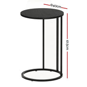 Artiss C Shaped End Table Set of 2 Coffee Table Side Table Round Black FURNI-G-IND-COF-01-BKX2
