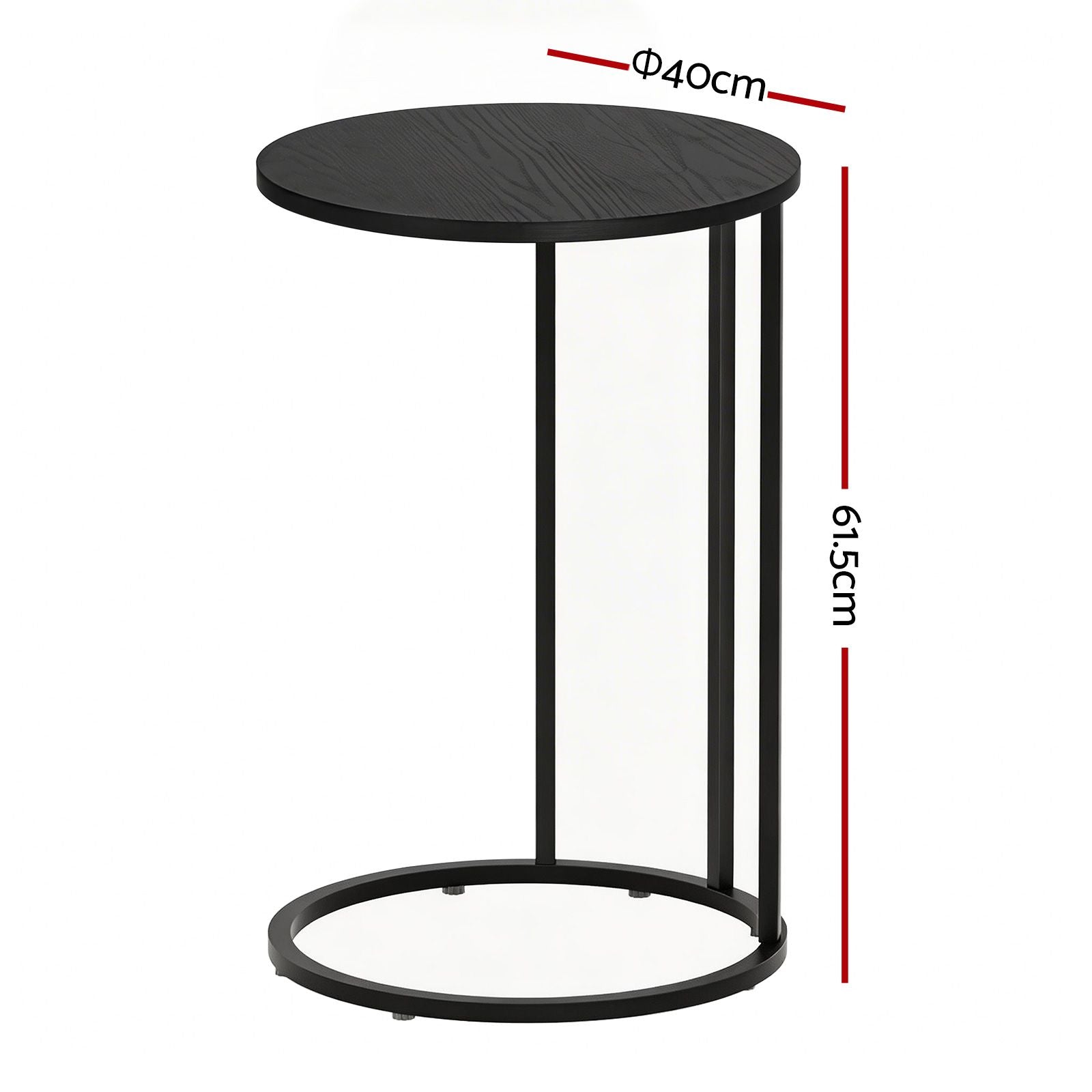 Artiss C Shaped End Table Set of 2 Coffee Table Side Table Round Black FURNI-G-IND-COF-01-BKX2