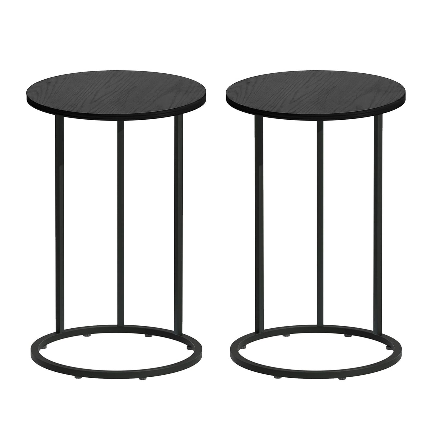 Artiss C Shaped End Table Set of 2 Coffee Table Side Table Round Black FURNI-G-IND-COF-01-BKX2