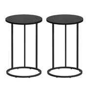 Artiss C Shaped End Table Set of 2 Coffee Table Side Table Round Black FURNI-G-IND-COF-01-BKX2
