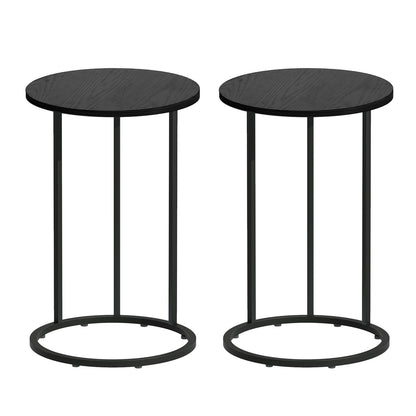 Artiss C Shaped End Table Set of 2 Coffee Table Side Table Round Black FURNI-G-IND-COF-01-BKX2