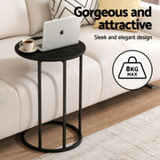 Artiss C Shaped End Table Set of 2 Coffee Table Side Table Round Black FURNI-G-IND-COF-01-BKX2