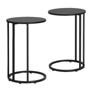 Artiss C Shaped End Table Set of 2 Coffee Table Side Table Round Black FURNI-G-IND-COF-01-BKX2