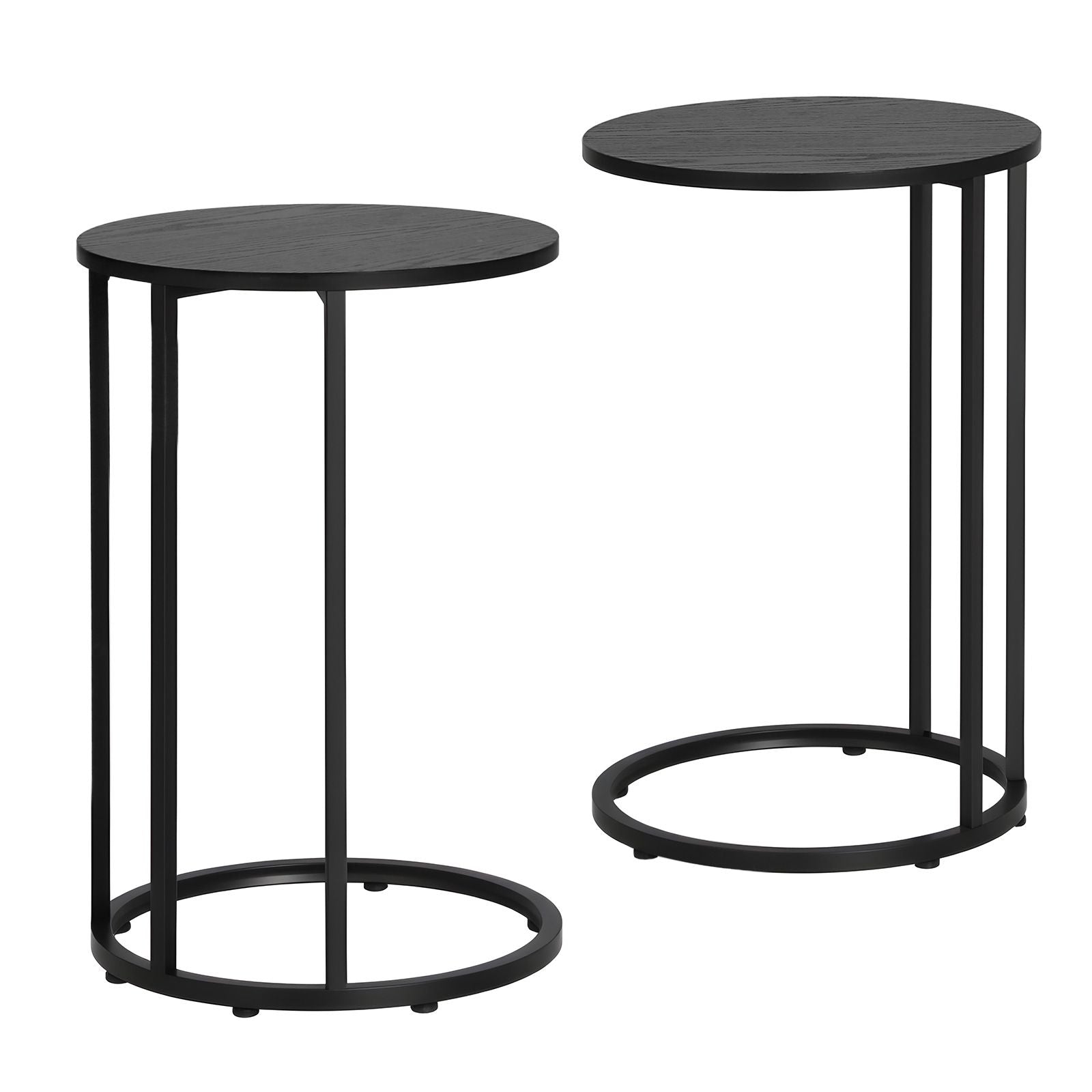 Artiss C Shaped End Table Set of 2 Coffee Table Side Table Round Black FURNI-G-IND-COF-01-BKX2