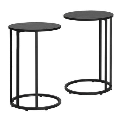 Artiss C Shaped End Table Set of 2 Coffee Table Side Table Round Black FURNI-G-IND-COF-01-BKX2