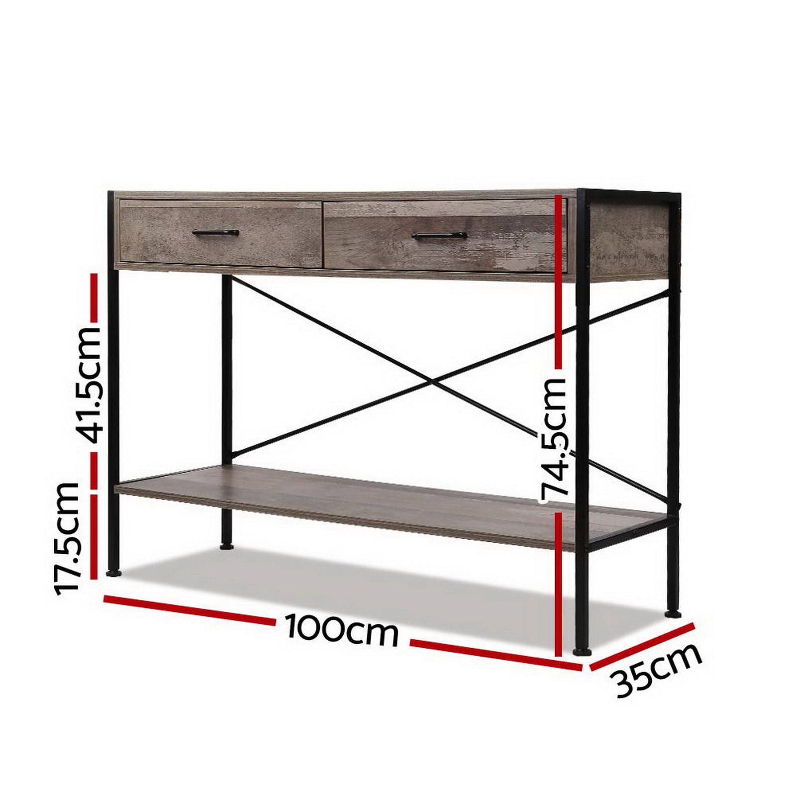 Artiss Console Table 2 Drawers Walnut Marconi FURNI-G-IND-DESK-01-WD