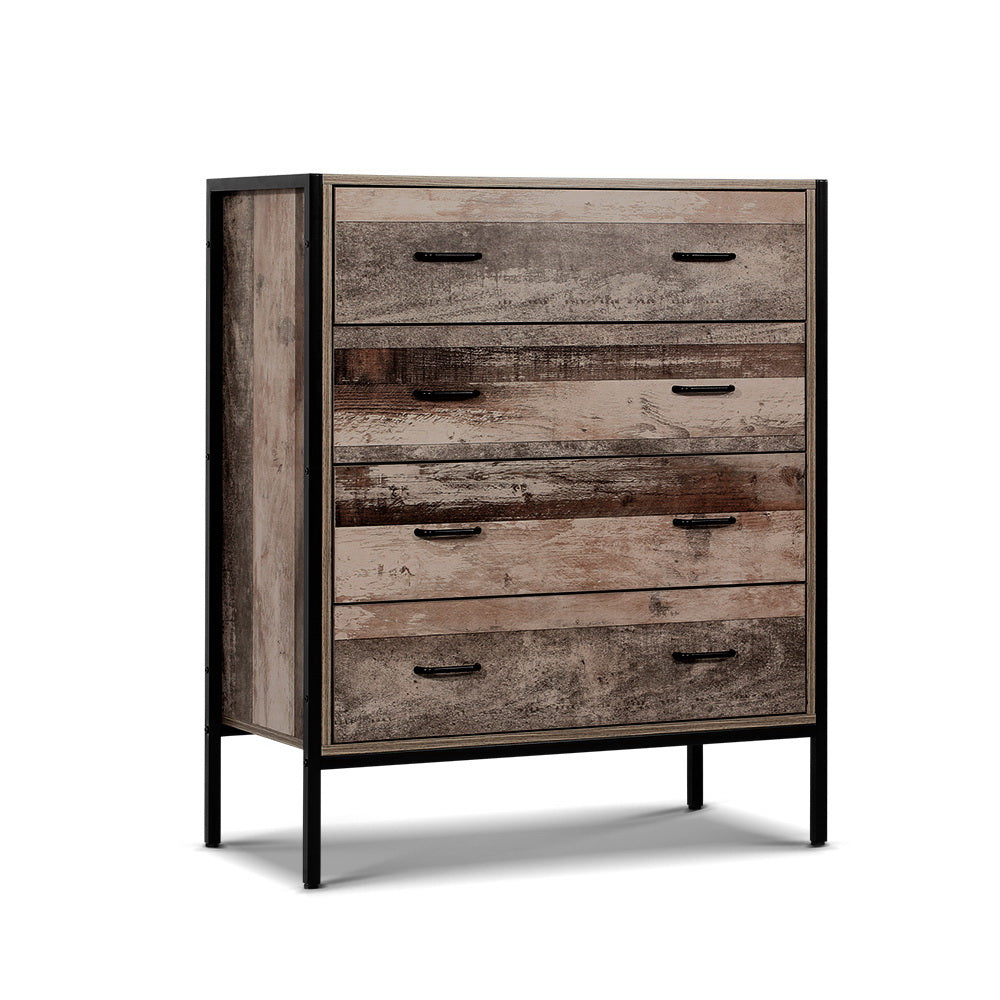Artiss 4 Chest of Drawers - BARNLY FURNI-G-IND-DT4D-WD-AB