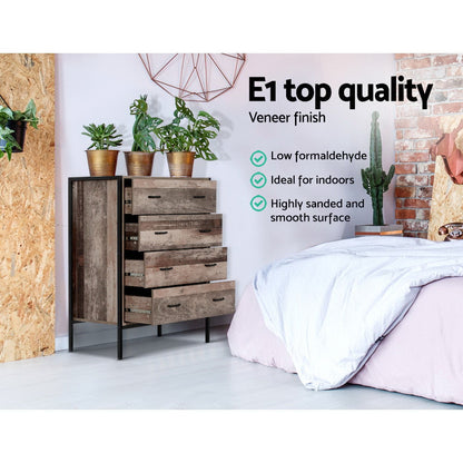 Artiss 4 Chest of Drawers - BARNLY FURNI-G-IND-DT4D-WD-AB