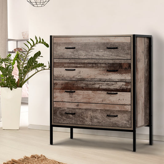 Artiss 4 Chest of Drawers - BARNLY FURNI-G-IND-DT4D-WD-AB