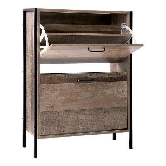 Artiss 12 Pair Wooden Vintage Shoe Rack Storage Cabinet - Wood FURNI-G-IND-SHOE-01-WD
