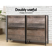 Artiss 12 Pair Wooden Vintage Shoe Rack Storage Cabinet - Wood FURNI-G-IND-SHOE-01-WD