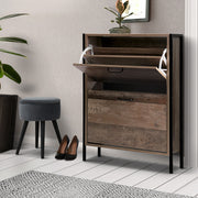 Artiss 12 Pair Wooden Vintage Shoe Rack Storage Cabinet - Wood FURNI-G-IND-SHOE-01-WD