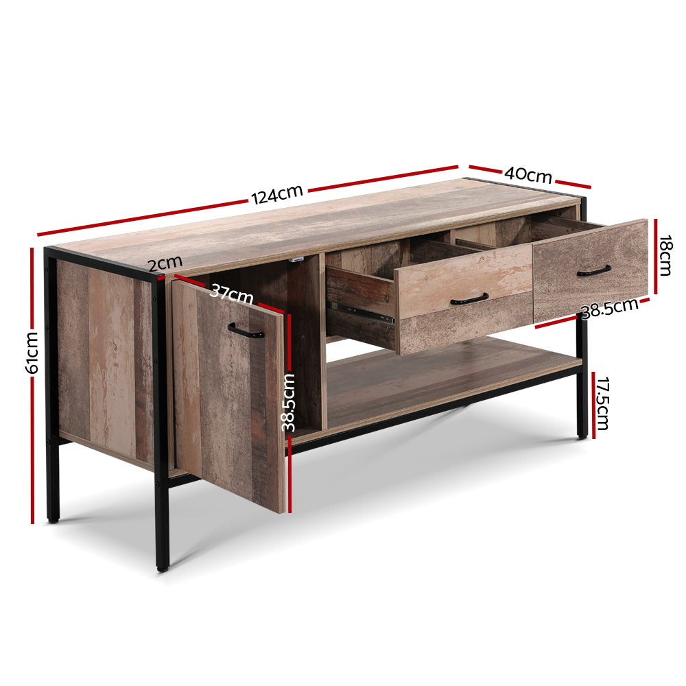 Artiss TV Stand Entertainment Unit Storage Cabinet Industrial Rustic Wooden 120cm FURNI-G-IND-TV01-WD-AB