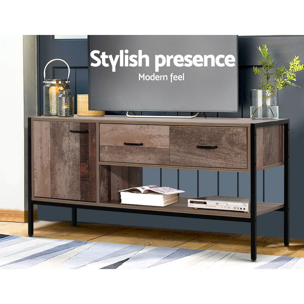 Artiss TV Stand Entertainment Unit Storage Cabinet Industrial Rustic Wooden 120cm FURNI-G-IND-TV01-WD-AB