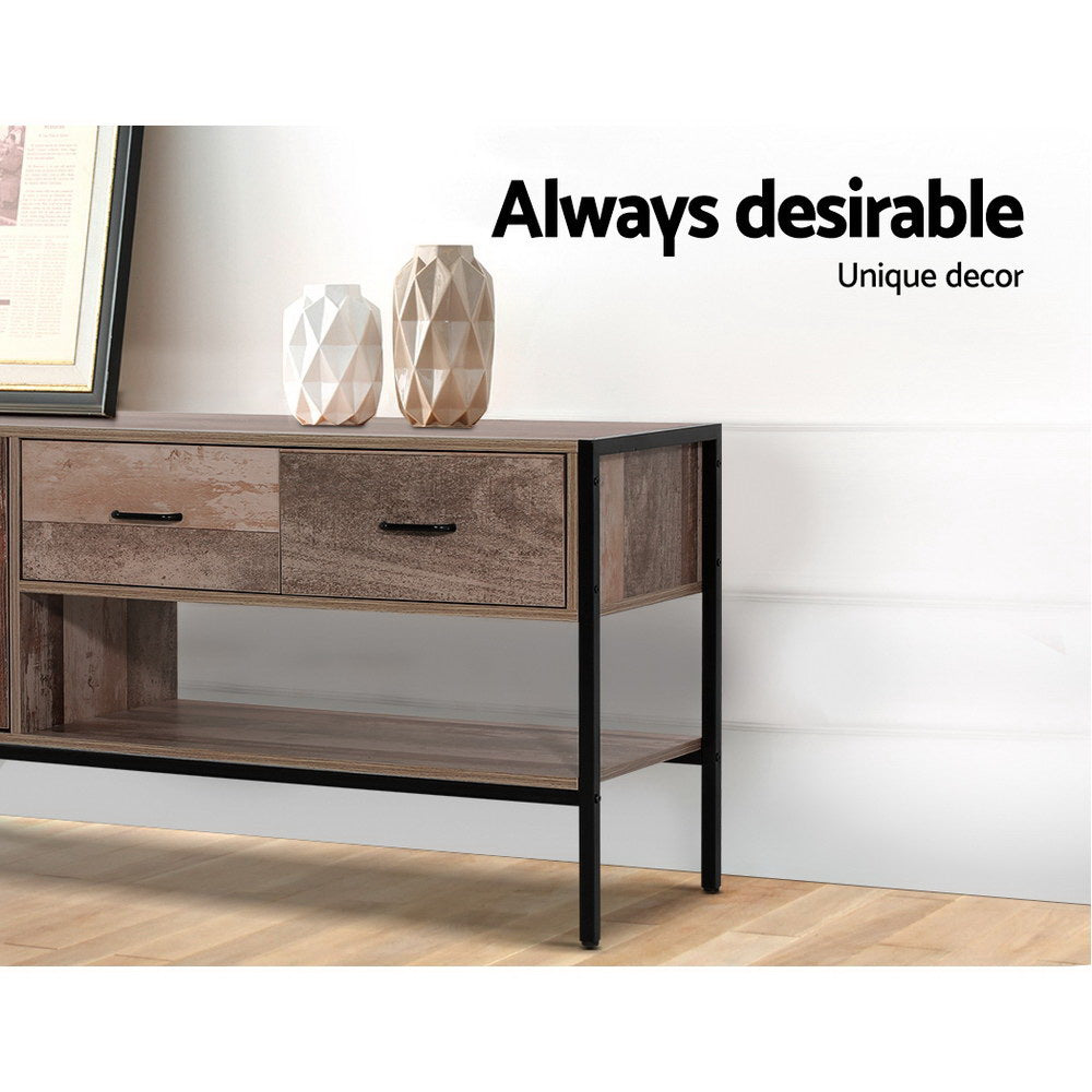 Artiss TV Stand Entertainment Unit Storage Cabinet Industrial Rustic Wooden 120cm FURNI-G-IND-TV01-WD-AB