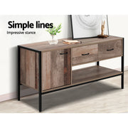 Artiss TV Stand Entertainment Unit Storage Cabinet Industrial Rustic Wooden 120cm FURNI-G-IND-TV01-WD-AB