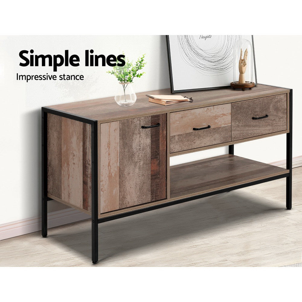 Artiss TV Stand Entertainment Unit Storage Cabinet Industrial Rustic Wooden 120cm FURNI-G-IND-TV01-WD-AB