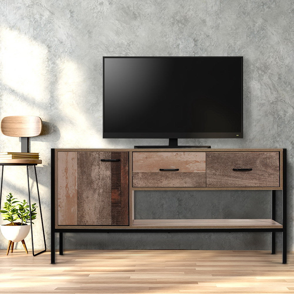 Artiss TV Stand Entertainment Unit Storage Cabinet Industrial Rustic Wooden 120cm FURNI-G-IND-TV01-WD-AB