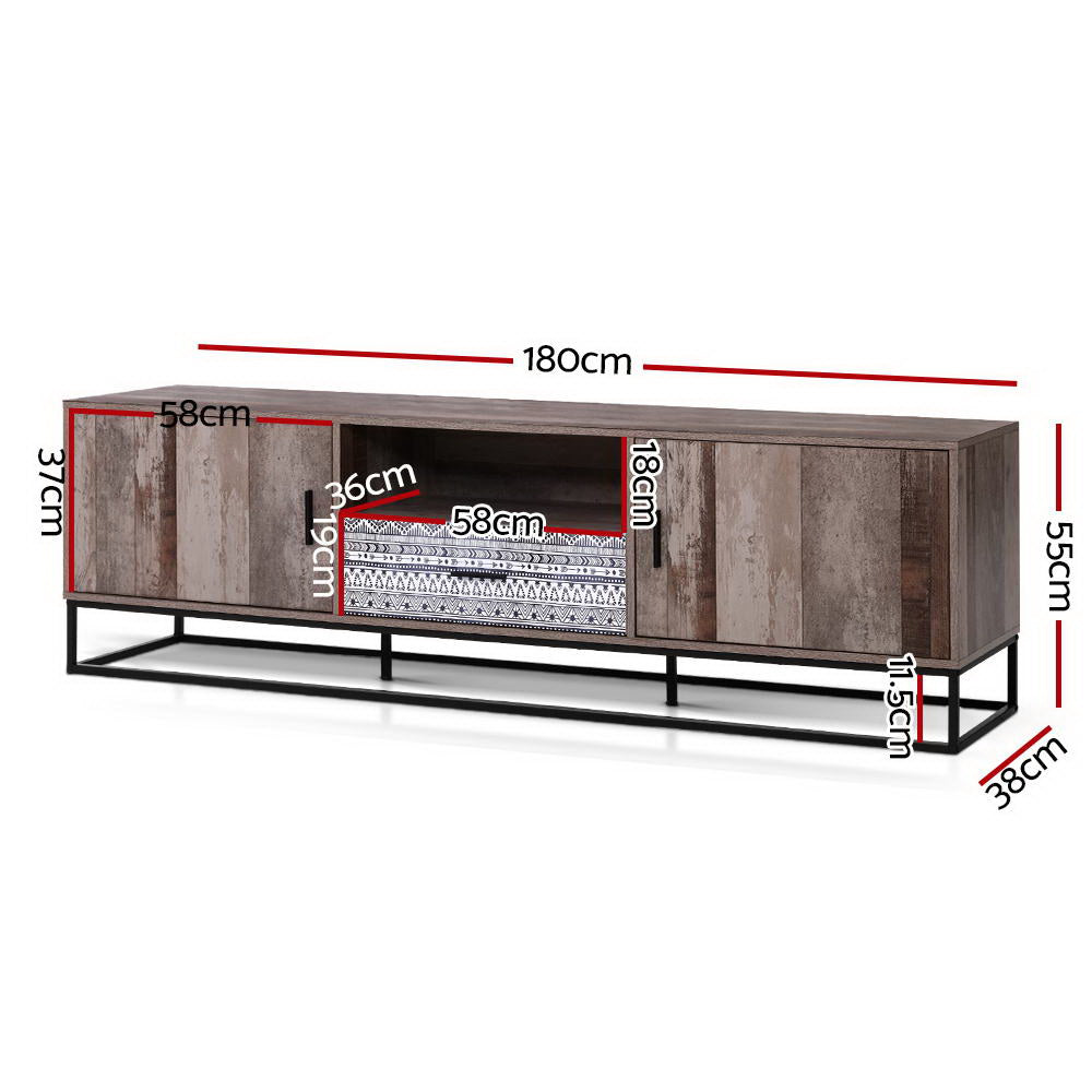 Artiss TV Cabinet Entertainment Unit 180cm Industrial FURNI-G-IND-TV02-WD-AB
