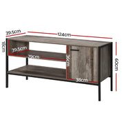 Artiss TV Cabinet Entertainment Unit Stand Storage Wood Industrial Rustic 124cm FURNI-G-IND-TV03-WD-AB