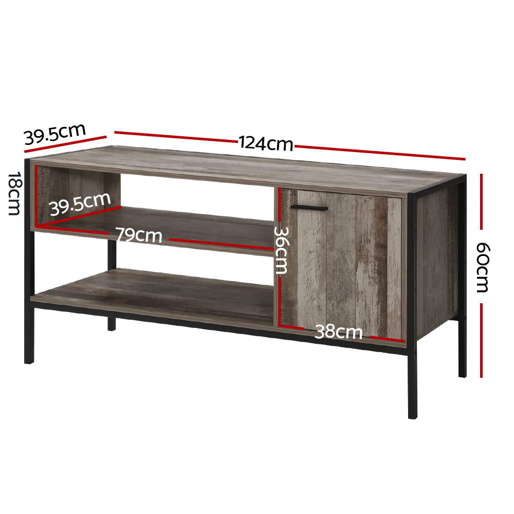 Artiss TV Cabinet Entertainment Unit Stand Storage Wood Industrial Rustic 124cm FURNI-G-IND-TV03-WD-AB