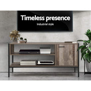 Artiss TV Cabinet Entertainment Unit Stand Storage Wood Industrial Rustic 124cm FURNI-G-IND-TV03-WD-AB