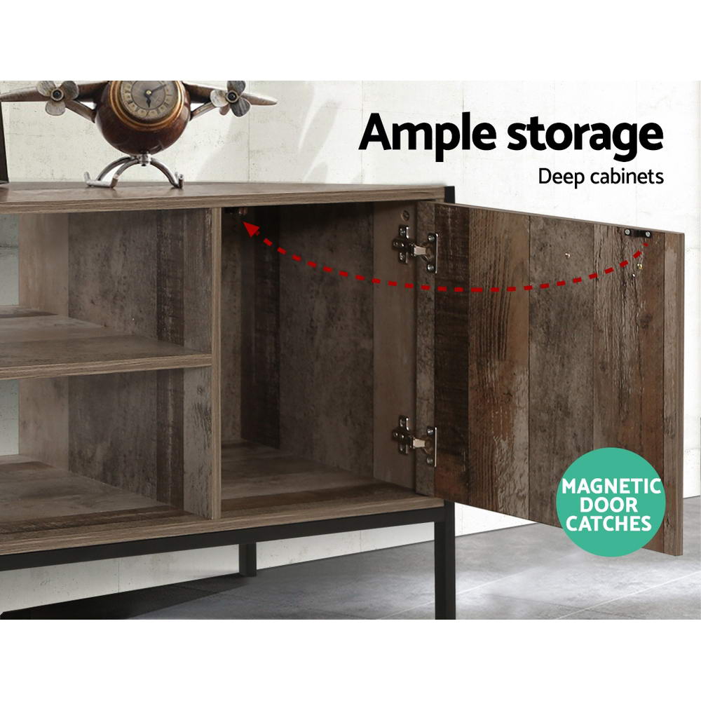 Artiss TV Cabinet Entertainment Unit Stand Storage Wood Industrial Rustic 124cm FURNI-G-IND-TV03-WD-AB