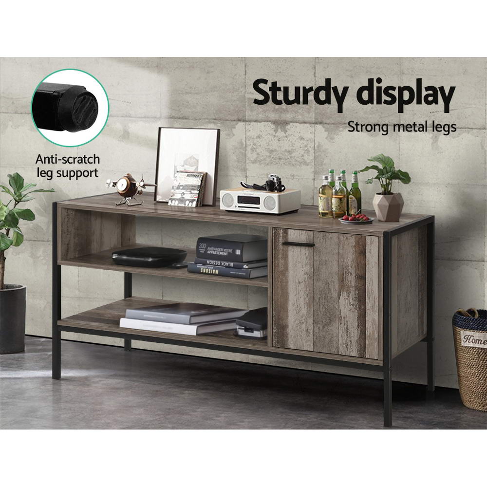 Artiss TV Cabinet Entertainment Unit Stand Storage Wood Industrial Rustic 124cm FURNI-G-IND-TV03-WD-AB