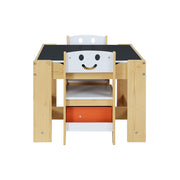Keezi 3PCS Kids Table and Chairs Set Activity Desk Chalkboard Toys Storage Box FURNI-G-KTC-WH-NT