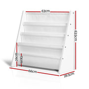 Keezi 4 Tiers Kids Bookshelf Magazine Shelf Children Bookcase Rack Organiser FURNI-G-MAG257-WH