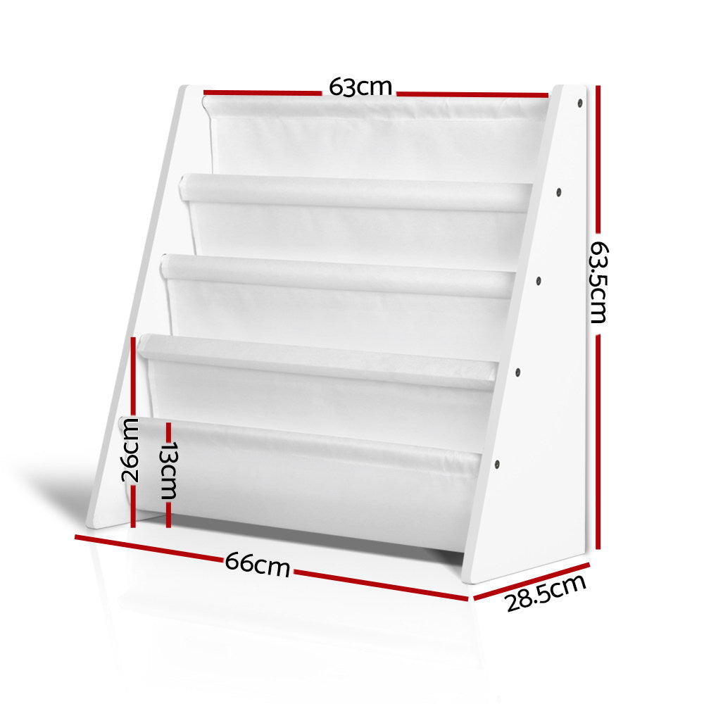 Keezi 4 Tiers Kids Bookshelf Magazine Shelf Children Bookcase Rack Organiser FURNI-G-MAG257-WH