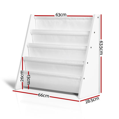 Keezi 4 Tiers Kids Bookshelf Magazine Shelf Children Bookcase Rack Organiser FURNI-G-MAG257-WH