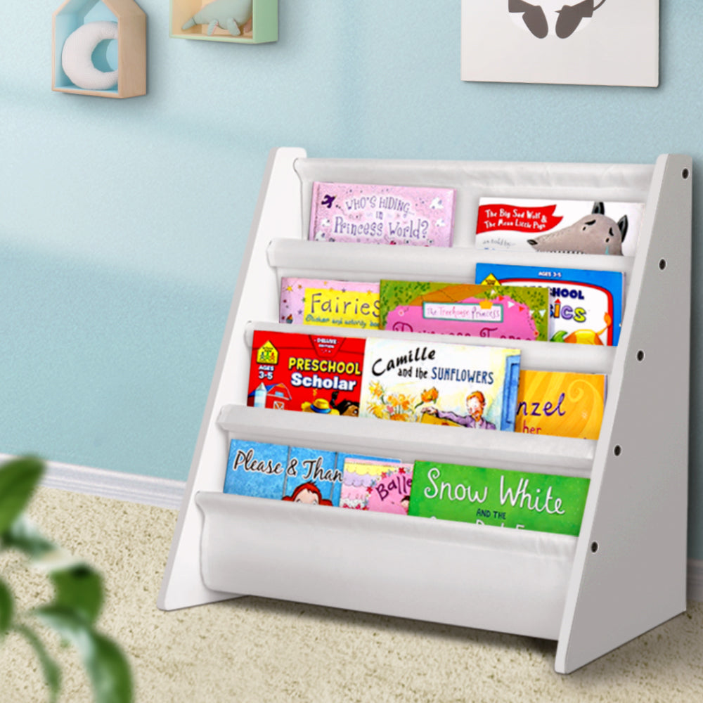 Keezi 4 Tiers Kids Bookshelf Magazine Shelf Children Bookcase Rack Organiser FURNI-G-MAG257-WH