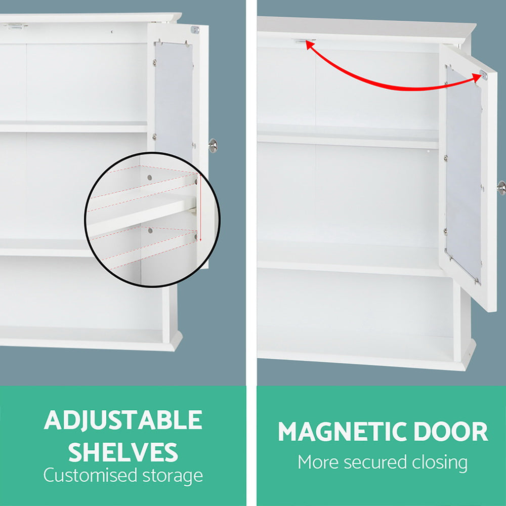 Artiss Bathroom Mirror Cabinet Storage Cupboard FURNI-G-MC127-WH