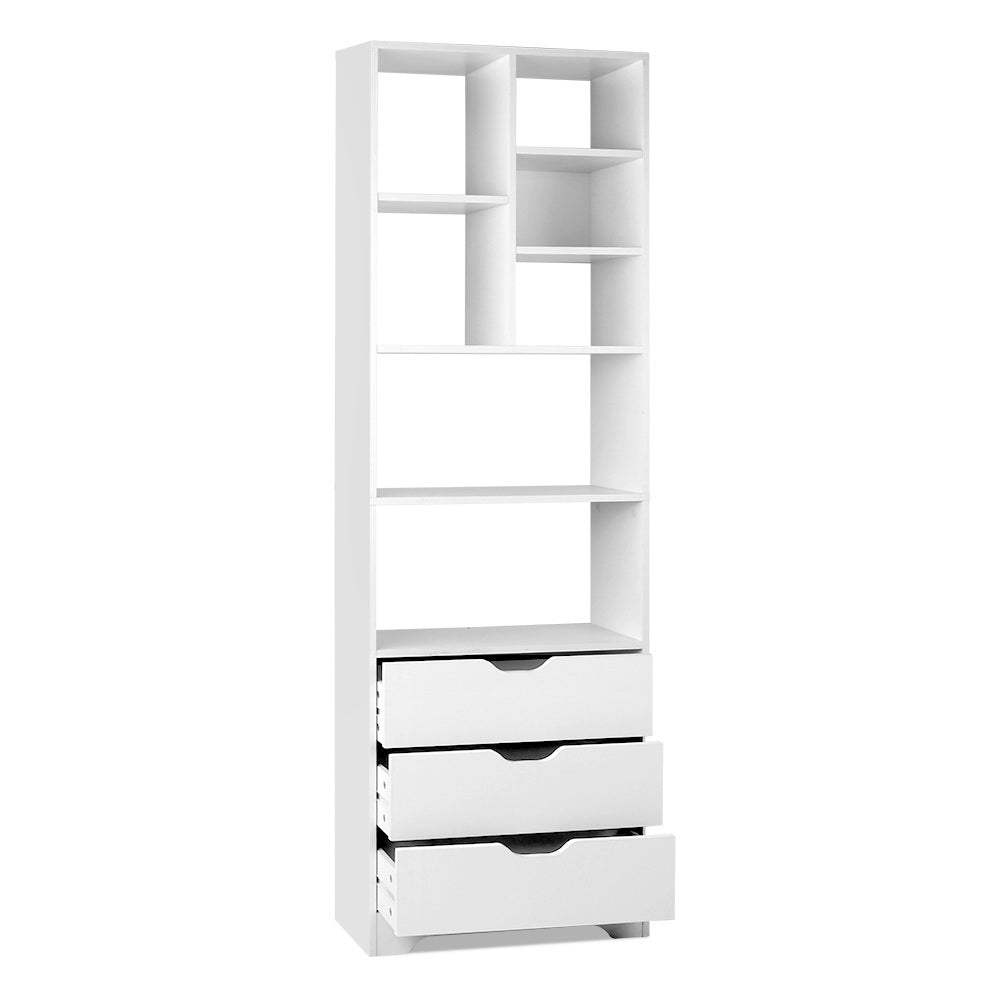 Artiss Bookshelf with Drawers - NANA White FURNI-G-MORE-02-WH-AB