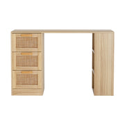Artiss Computer Desk Drawer Shelf Home Office Study Table Rattan Oak 120CM FURNI-G-RAT-DESK-WD