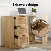 Artiss Computer Desk Drawer Shelf Home Office Study Table Rattan Oak 120CM FURNI-G-RAT-DESK-WD