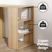 Artiss Computer Desk Drawer Shelf Home Office Study Table Rattan Oak 120CM FURNI-G-RAT-DESK-WD