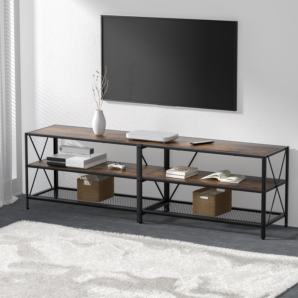 Artiss Entertainment Unit TV Stand 3-tier Display Shelves Vintage Rustic Walnut FURNI-G-S01-TV180-WD