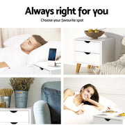 Artiss Bedside Table 2 Drawers - ANDERS White FURNI-G-SCAN-BS-WH-NT